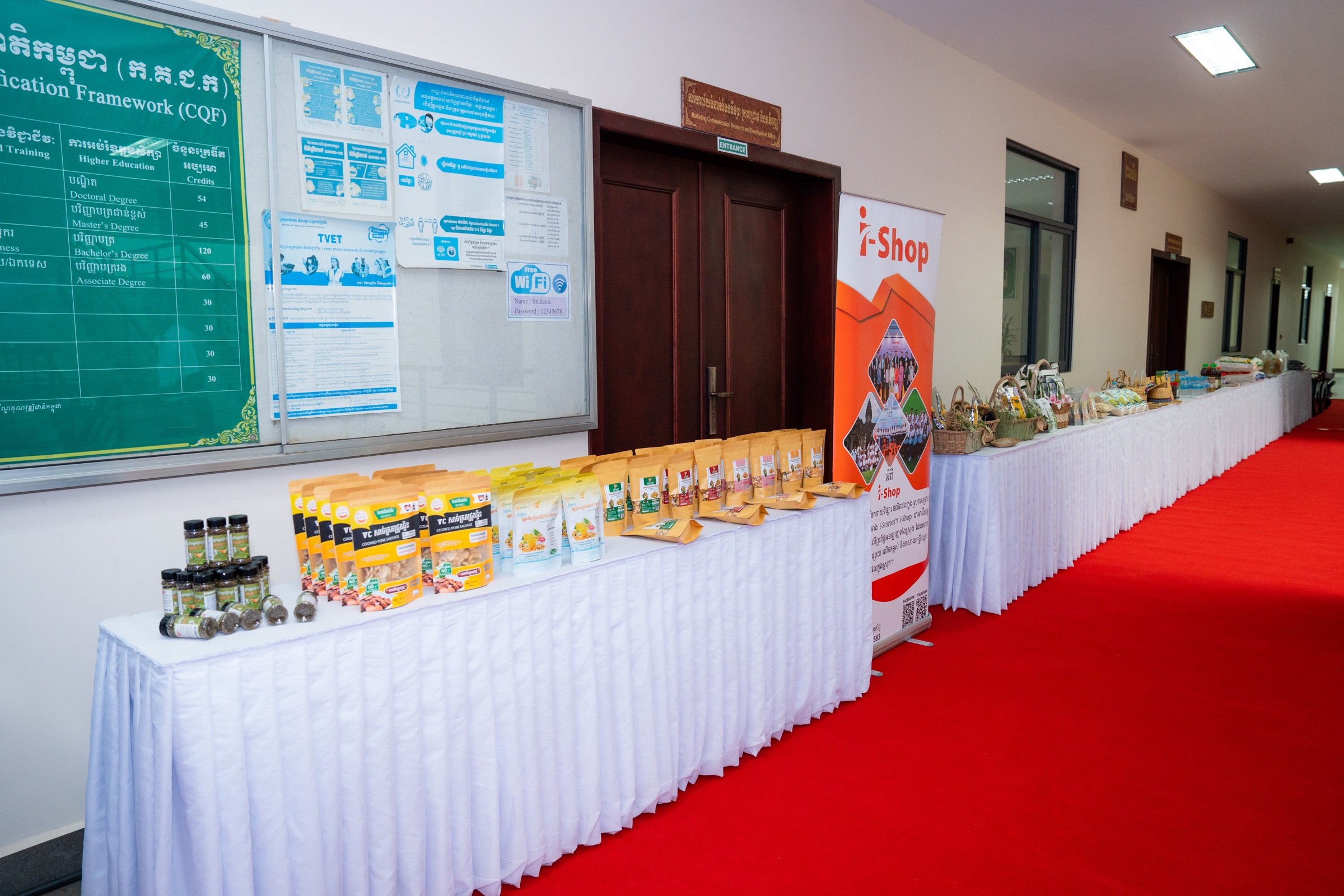 Locally made food and craft products displayed by Kampong Thom entrepreneurs